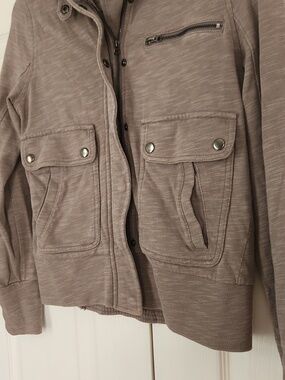 Calvin Klein Taupe Utility Jacket/Hoodie with Stand Collar